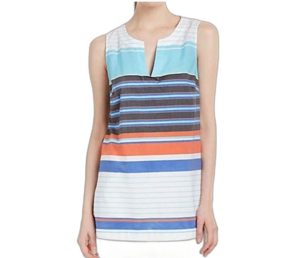 Tommy Bahama Seaside Stripe Tunic Top Large Lightweight Blouse Top Summer Resort